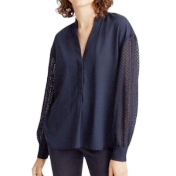 Club Monaco eclipse blue lace sleeve tunic top size XS - Picture 1 of 12